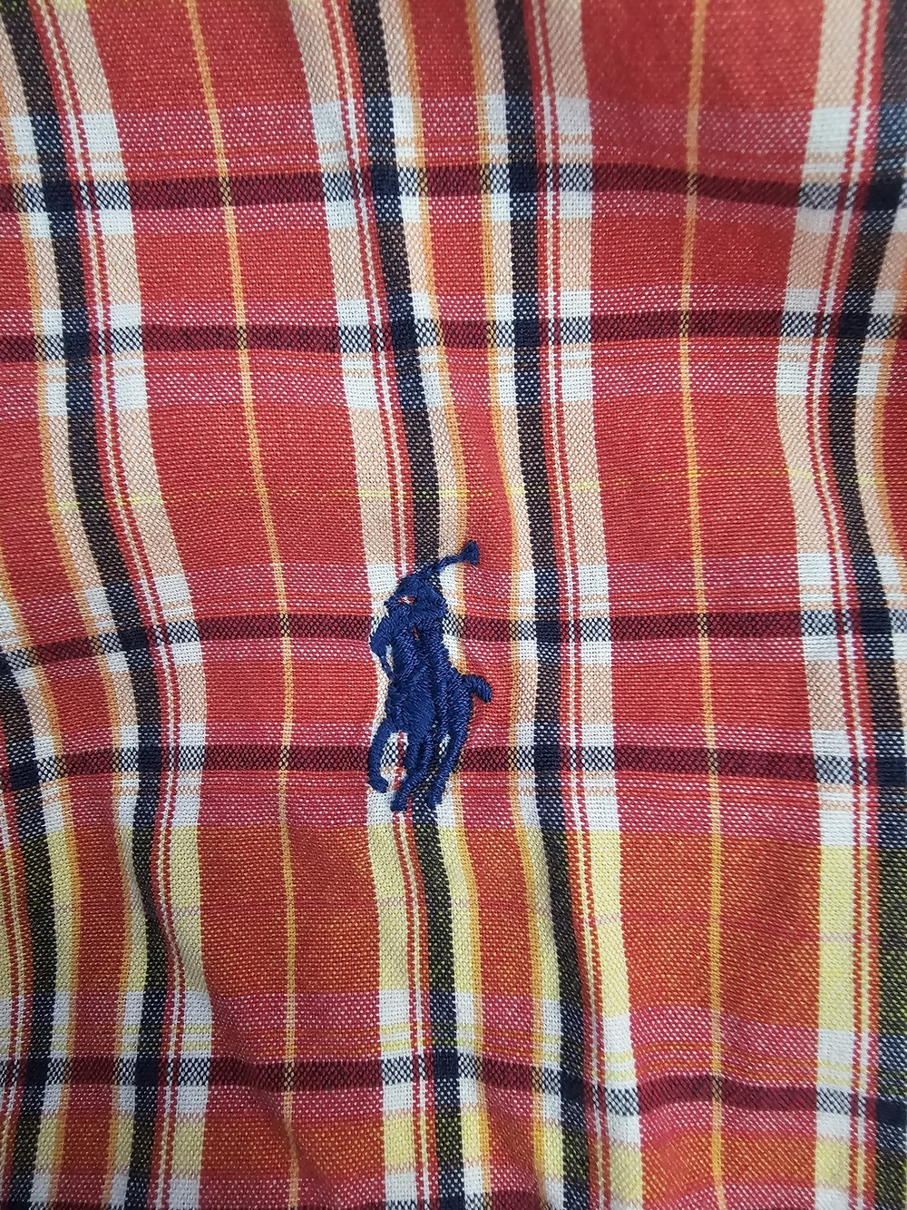 Ralph Lauren Blake Mens Shirt L Red Yellow Madras Plaid Cotton Button Down - Picture 9 of 10